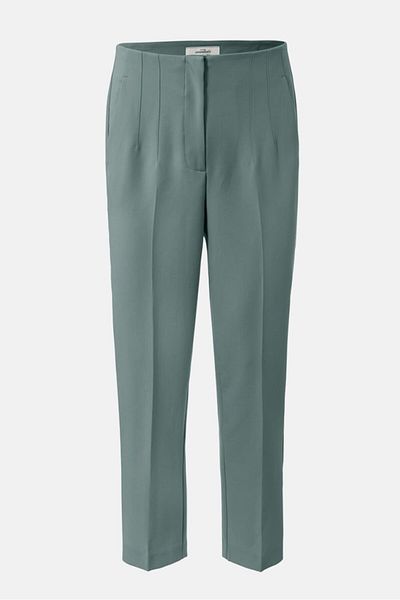 Tchibo Women Regular Leg Plain Pants, Sage