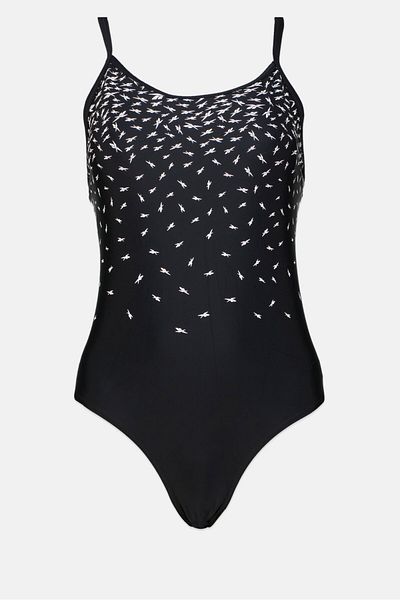 Reebok Women Allover Print One Piece Swimwear, Black