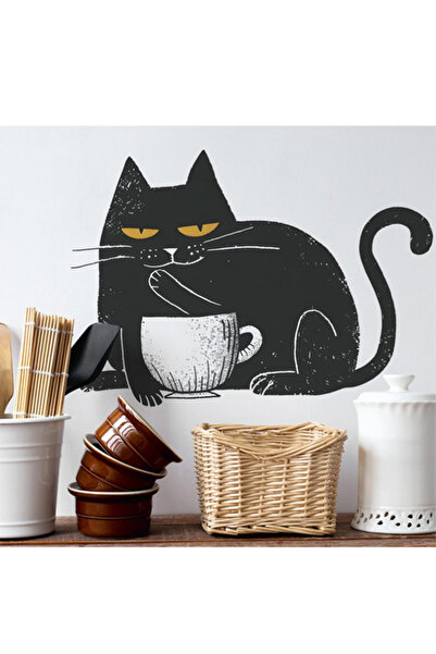Ev Aşkı Kahve köşesi keyifli kedi stiker