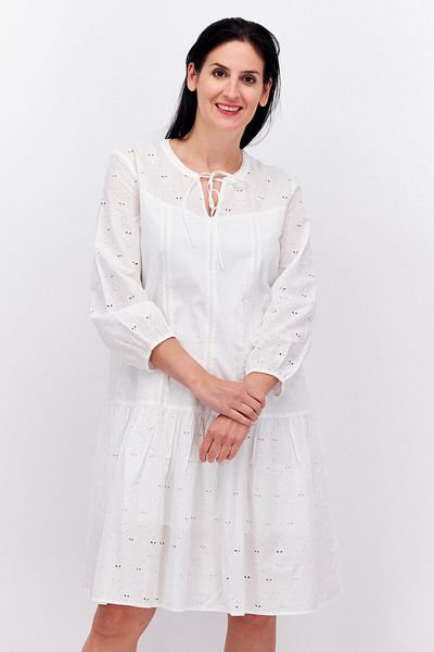 Esprit Women Textured Midi Dress, White