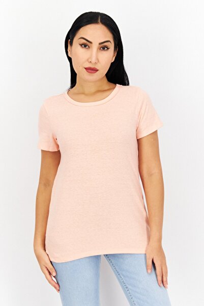 Eddie Bauer تي شيرت نسائي سادة بأكمام قصيرة ورقبة دائرية