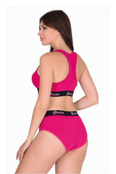 Sensu Fuchsia Colored Women's Sports Bra and Bustier Set