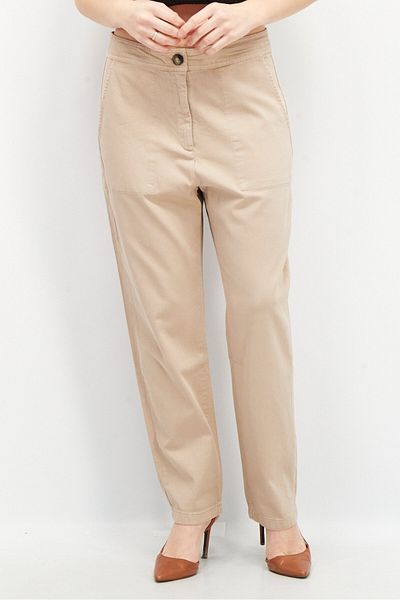 Esprit Women Regular Fit Solid High Rise Pants, Beige