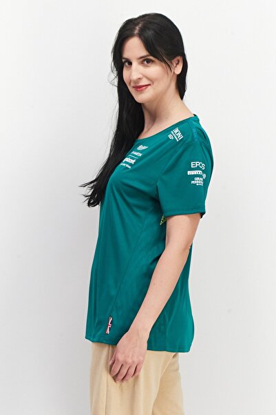 Aston Martin Women Crew Neck Short Sleeve Brand Logo T-Shirt, Green
