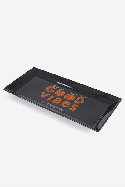 Life is Good Rectangular Graphic Serving Tray, Black