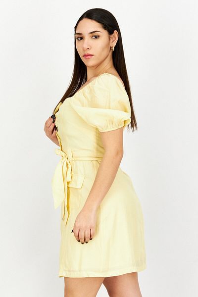 NA-KD Women Plain Mini Mini Dress, Yellow
