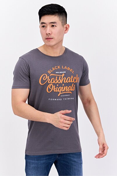 Crosshatch تي شيرت رجالي مكون من قطعتين برقبة دائرية وأكمام قصيرة ومطبوع برسو...