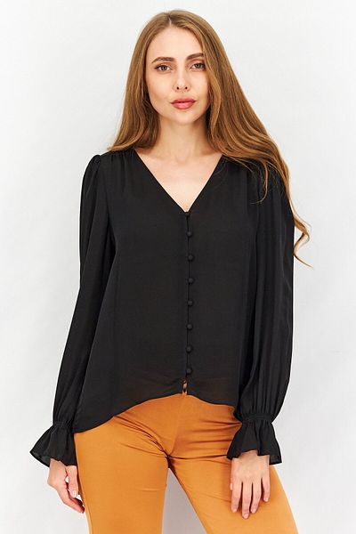 Joie Women Bolona V-Neck Long Sleeve Plain Blouse, Black