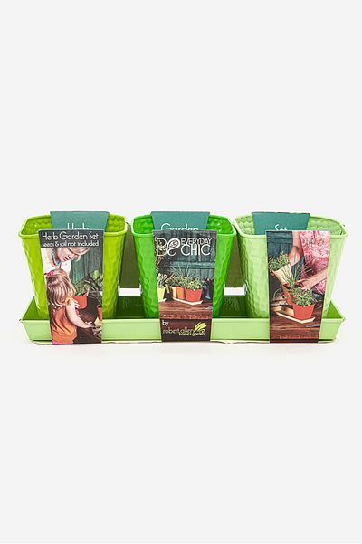 Robert Allen 4 Pcs Metal Planter Set, Green