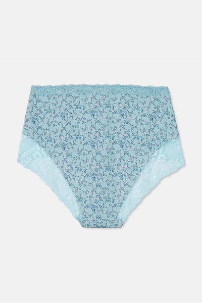 Tchibo Women Floral High Waist Shorty Panty, Turquoise