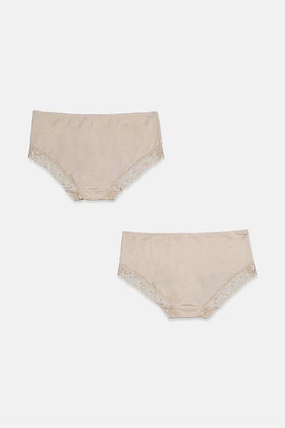 Tchibo Women 2 Pack Lace Solid Panties, Off White