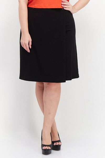 Calvin Klein Women Plus Size Button-waist Plain Pencil Skirt, Black