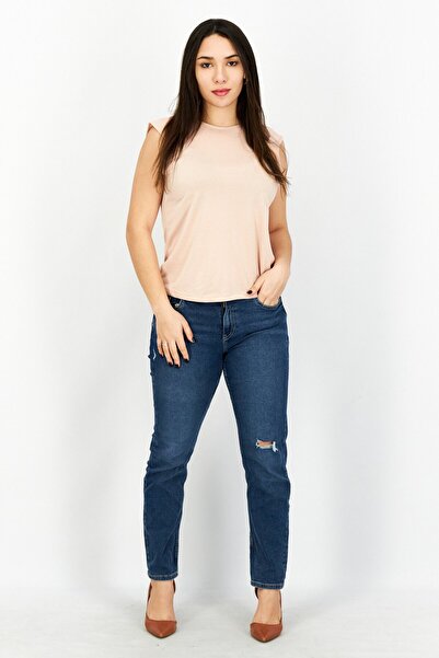 NA-KD Women Round Neck Cap Sleeves Plain Top, Light Pink