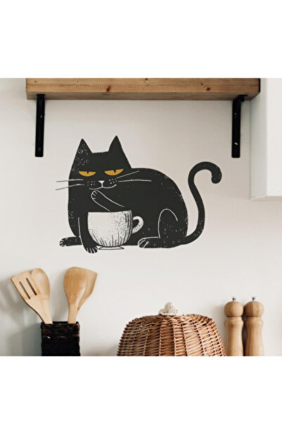Ev Aşkı Kahve köşesi keyifli kedi stiker