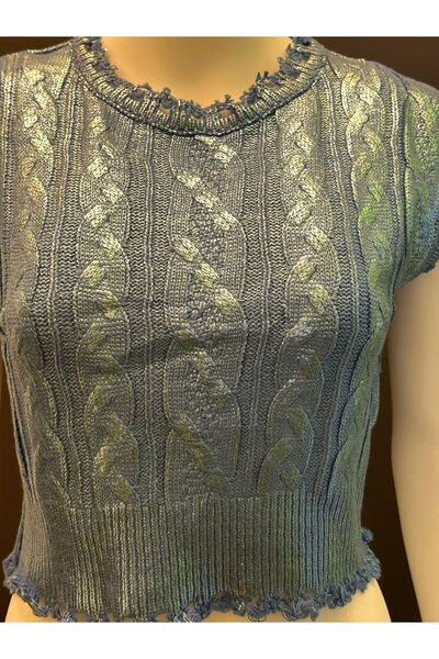 Gönülden Tasarım VARAKLI TRTİKO CROP SWEETER WOMEN'S TRİKO STANDARD SIZE