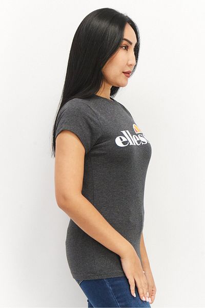 Ellesse Women Round Neck Cap Sleeve Brand Logo T-shirt, Dark Grey Combo