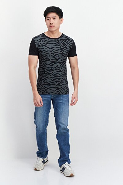 Onitsuka Tiger Men Crew Neck Short Sleeves Animal Print T-shirt, Grey