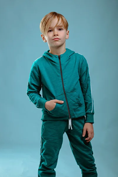 rg kidsstore طقم بدلة رياضية للأطفال بغطاء للرأس وسحاب