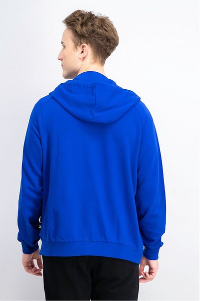 John Richmond Men Sportswear Fit Full Zip Hooded Long Sleeves Brand Logo Sweatshirt, Blue