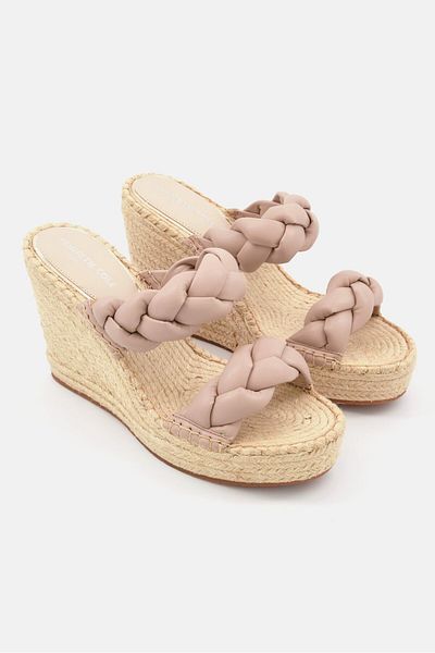 Kenneth Cole Women Medium Owen Braid Slip On Wedge , Tan