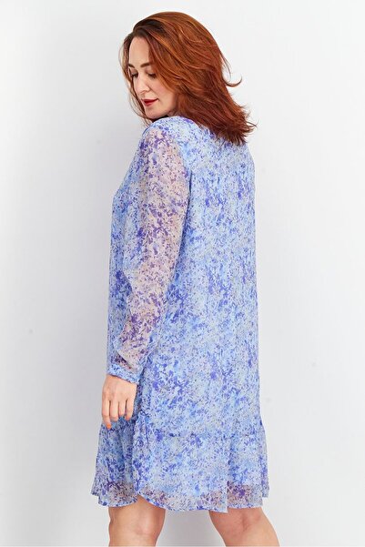 Tchibo Women Allover Print Mini Dress, Chambray Blue