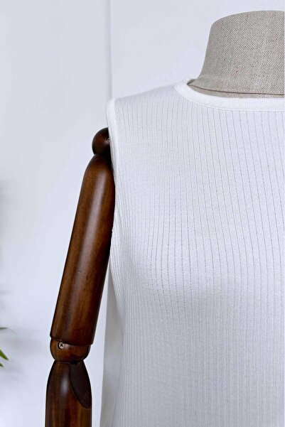 Ka Hijab Mercerized Αμάνικο Μουσουλμανικό Φόρεμα - Λευκό