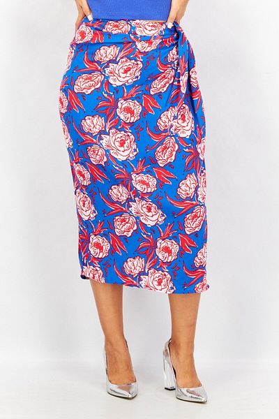 Sinsay Women Floral Print Midi Skirt, Blue Combo