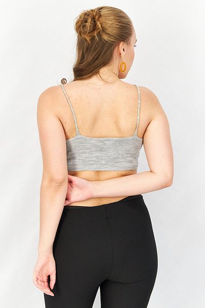 Asos Design Women Square Neck Sleeveless Textured Bralette Top, Grey