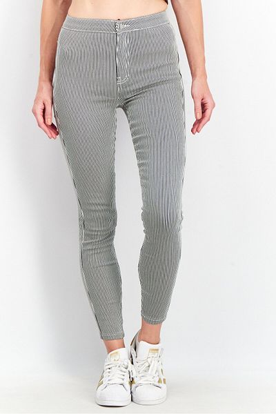 Sinsay Women Skinny Fit High Waist Stripe Pants, Black