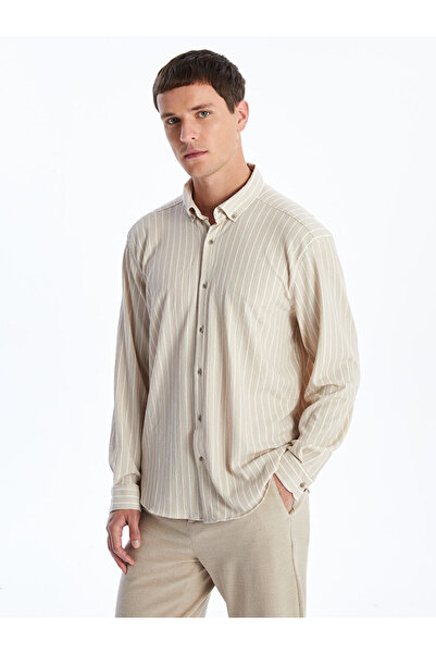 LC Waikiki Ανδρικό πουκάμισο με μακρυμάνικο ριγέ Dobby Slim Fit