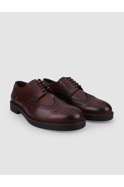Cabani 100% Genuine Leather Brown Lace-Up Men's Casual Shoes