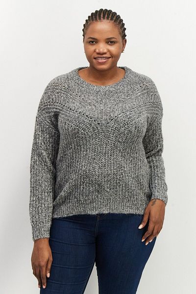 Esprit Women Round Neck Cable Knit Sweater, Grey