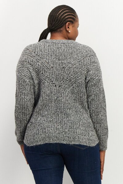Esprit Women Round Neck Cable Knit Sweater, Grey