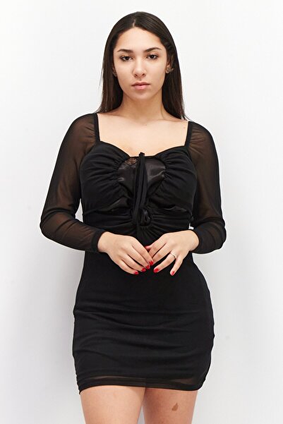 Don't Call Me Jennyfer فستان نسائي قصير منقوش، أسود