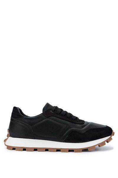 Tamer Tanca Men's Genuine Leather Black Sneakers & Sports Shoes