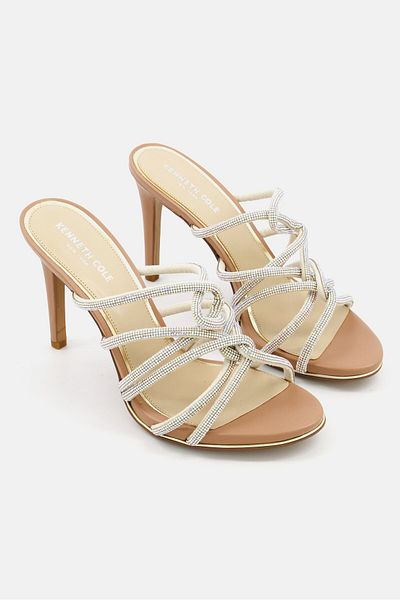 Kenneth Cole Women Medium Metallic Slip On Sandals, Peach/silver