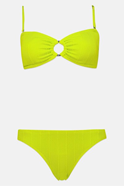 Michael Kors طقم بيكيني سادة مكون من قطعتين للنساء، أخضر