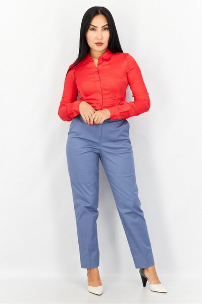 Don't Call Me Jennyfer Women Spread Collar Long Sleeve Plain Top, Red