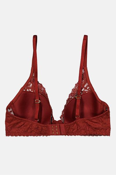 Hanky Panky Women Textured Light Padded Bra, Maroon