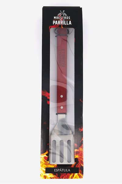 Maestros De La Parilla Wood Handle Metal Spatula Bbq Grill 39 Cm, Silver And Brown