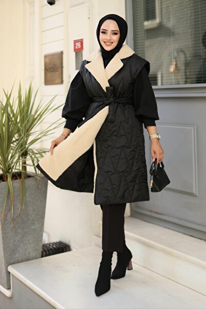 HARMAN BUTİK Women's Furry Quilted Vest