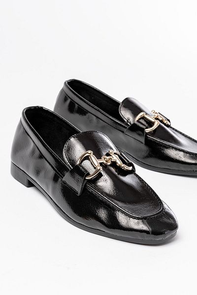 Moda Asmira 303 Black Patent Leather Daily Women's Ballerinas with Buckle Accessories