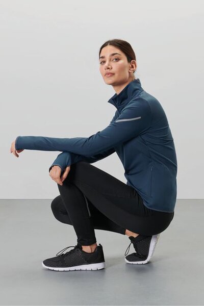 Tchibo Women Slim Fit High Neck Long Sleeves Training Sweatshirt, Navy