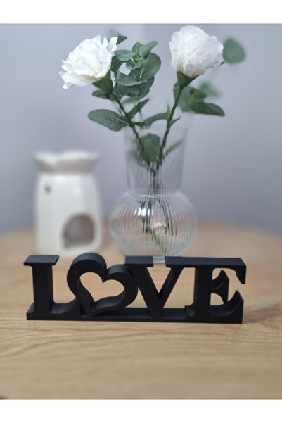 SAYA Love Yazılı Dekoratif Biblo ve Masaüstü Dekor - Siyah 19,5 cm x 6 cm (Bü...