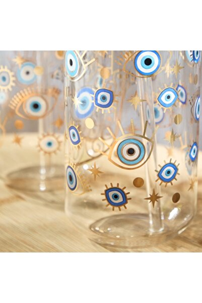 Home Box Zen Borosilicate 2-Piece Evil Eye Mason Jar - 450 ml