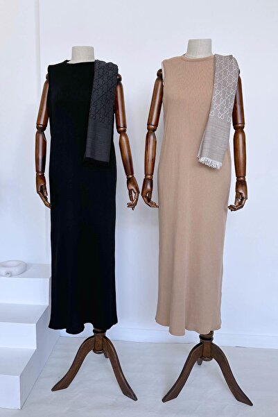 Ka Hijab Mercerized Αμάνικο Μουσουλμανικό Φόρεμα - Μαύρο