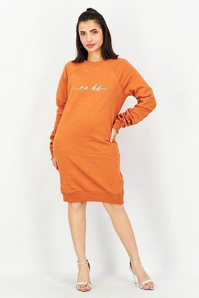 NA-KD Women Brand Logo Sweater Dress, Rust