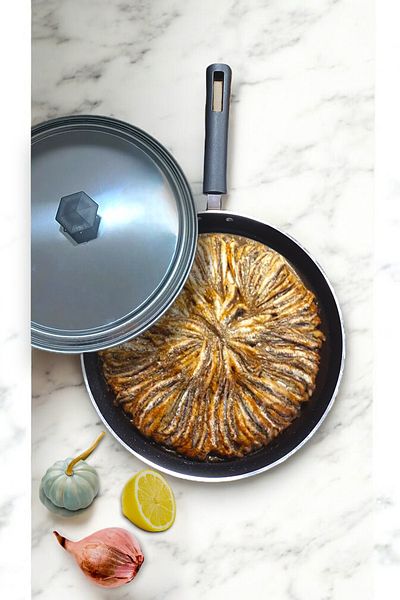 COOKCASE FISH-BURGLE PAN 32 CM RIVETED BAKALITE HANDLE