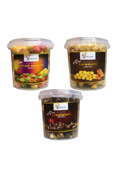 Festiva Gıda عبوة وجبات خفيفة من الفشار في دلو 120 جرام × 3 - مع الشوكولاتة والكراميل والفواكه المختلطة