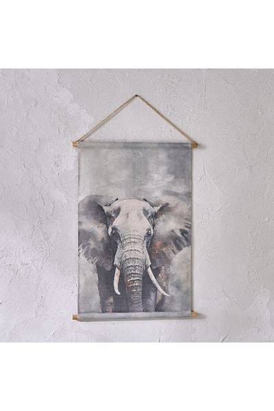 Home Box Volga Linen Fir Wood Elephant Tapestry Wall Hanging 64x92 cm